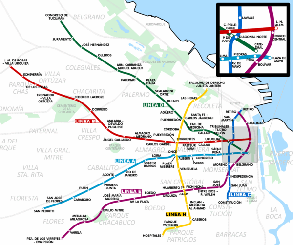 Para moverse en Buenos Aires, podés estudiar el mapa del subterráneo (subte) de la ciudad.