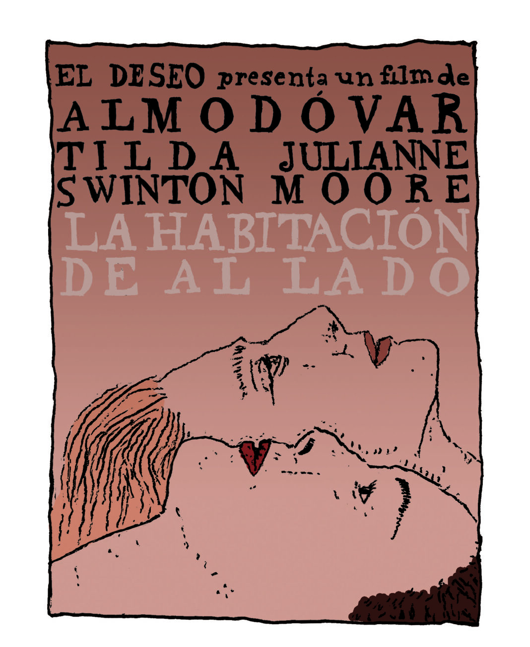 L'affiche du film d'Almodovar, réinterprétée. Illustration : Pablo Denipotti