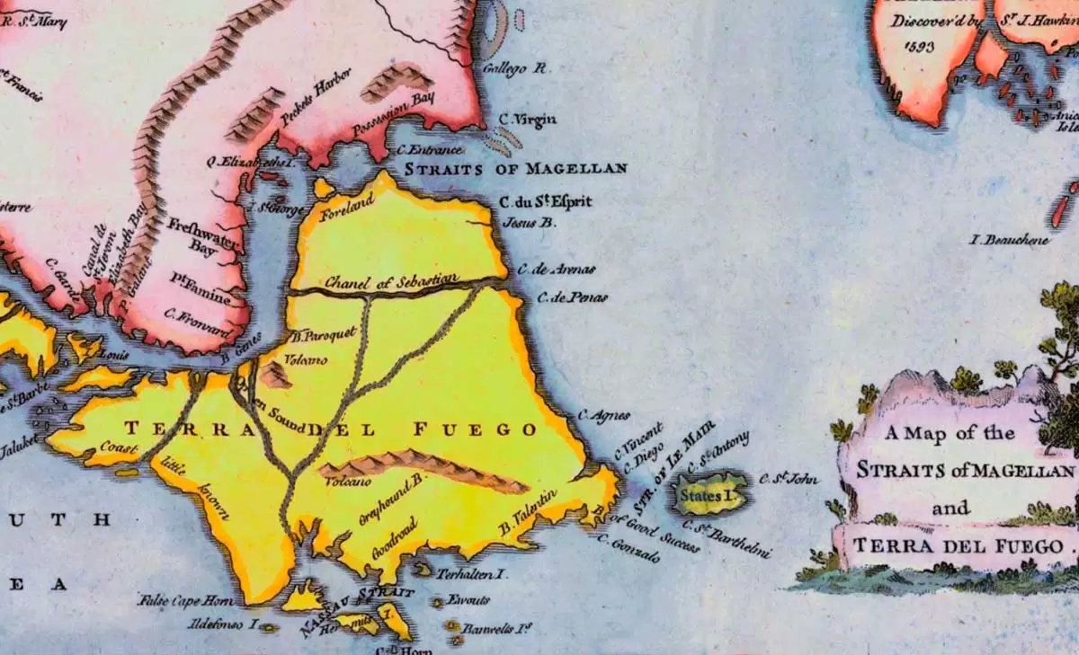 Le détroit de Magellan vers 1750.