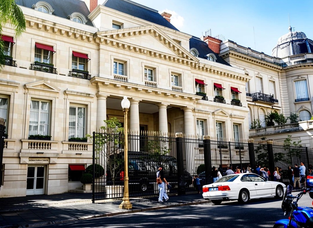 Fachada del Palacio Duhau: arquitectura neoclásica y lujo en Avenida Alvear